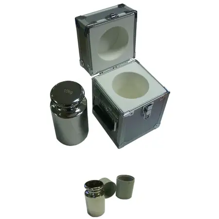 Click Here To Enlarge This Photo Of POLISHED STAINLESS STEEL M1 CALIBRATION TEST WEIGHTS WITH CONTAINERS